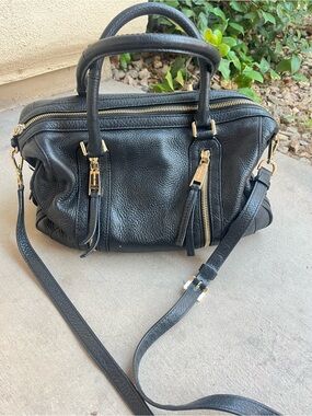 Michael Kors black leather satchel handbag